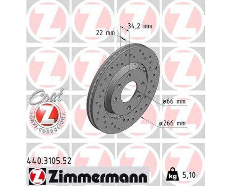 Bromsskiva SPORT COAT Z 440.3105.52 Zimmermann, bild 2