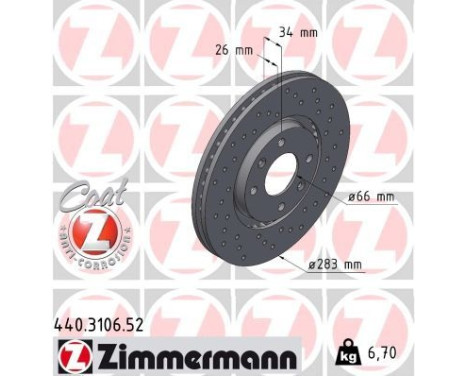 Bromsskiva SPORT COAT Z 440.3106.52 Zimmermann, bild 2