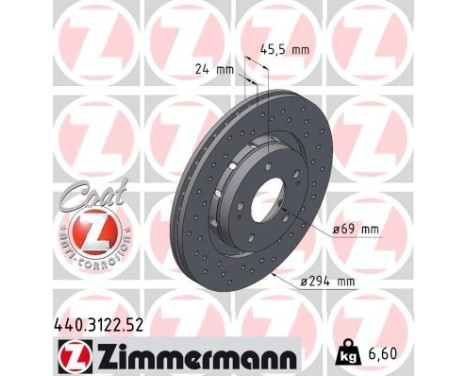 Bromsskiva SPORT COAT Z 440.3122.52 Zimmermann, bild 2