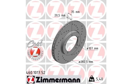 Bromsskiva SPORT COAT Z 460.1017.52 Zimmermann, bild 2