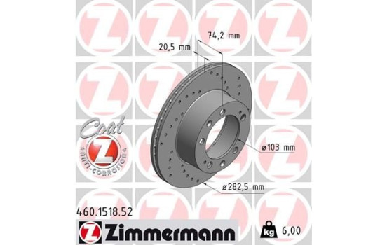 Bromsskiva SPORT COAT Z 460.1518.52 Zimmermann, bild 2