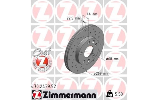 Bromsskiva SPORT COAT Z 470.2439.52 Zimmermann, bild 2