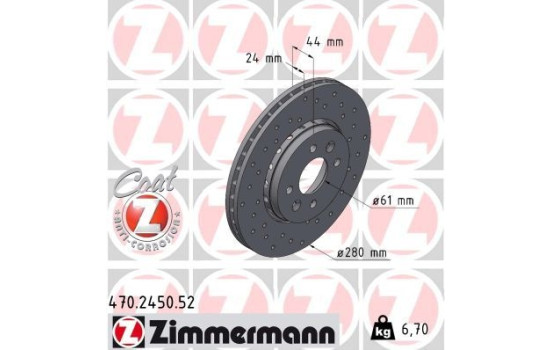 Bromsskiva SPORT COAT Z 470.2450.52 Zimmermann, bild 2