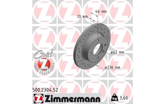Bromsskiva SPORT COAT Z 500.2304.52 Zimmermann, bild 2
