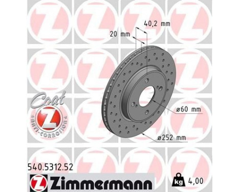 Bromsskiva SPORT COAT Z 540.5312.52 Zimmermann, bild 2