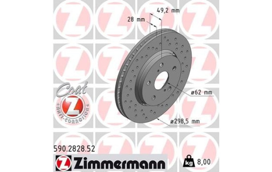 Bromsskiva SPORT COAT Z 590.2828.52 Zimmermann