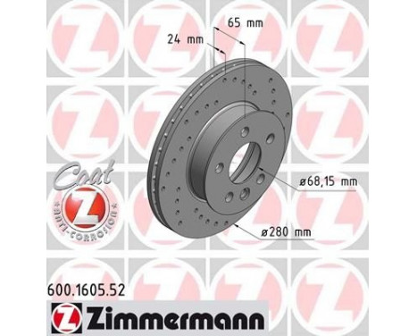 Bromsskiva SPORT COAT Z 600.1605.52 Zimmermann