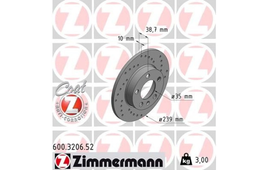 Bromsskiva SPORT COAT Z 600.3206.52 Zimmermann, bild 2