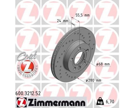 Bromsskiva SPORT COAT Z 600.3212.52 Zimmermann, bild 2