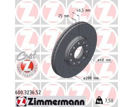 Bromsskiva SPORT COAT Z 600.3236.52 Zimmermann, bild 2