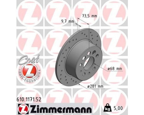 Bromsskiva SPORT COAT Z 610.1171.52 Zimmermann, bild 2