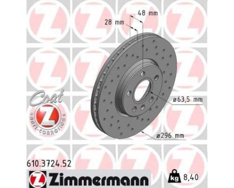 Bromsskiva SPORT COAT Z 610.3724.52 Zimmermann, bild 2