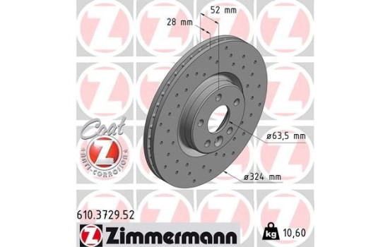 Bromsskiva SPORT COAT Z 610.3729.52 Zimmermann, bild 2