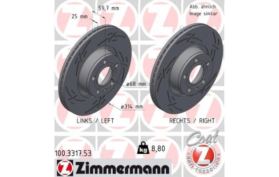 Bromsskiva SVART Z 100.3317.53 Zimmermann
