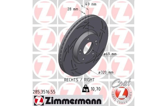 Bromsskiva SVART Z 285.3516.55 Zimmermann