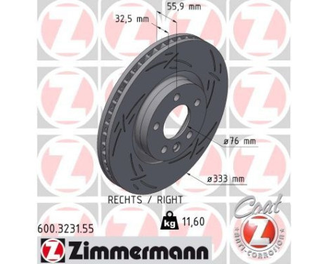 Bromsskiva SVART Z 600.3231.55 Zimmermann