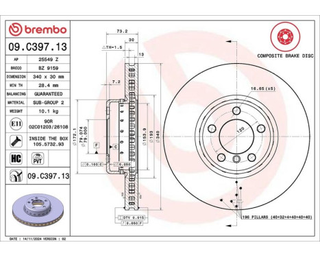 Bromsskiva TWO-PIECE DISCS LINE 09.C397.13 Brembo, bild 3