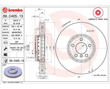 Bromsskiva TWO-PIECE DISCS LINE 09.C405.13 Brembo, bild 2