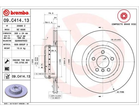 Bromsskiva TWO-PIECE DISCS LINE 09.C414.13 Brembo, bild 2