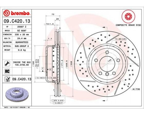 Bromsskiva TWO-PIECE DISCS LINE 09.C420.13 Brembo, bild 2