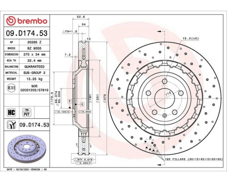 Bromsskiva TWO-PIECE DISCS LINE 09.D174.53 Brembo, bild 2