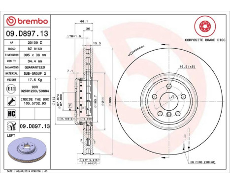 Bromsskiva TWO-PIECE DISCS LINE 09.D897.13 Brembo, bild 2