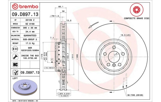 Bromsskiva TWO-PIECE DISCS LINE 09.D897.13 Brembo