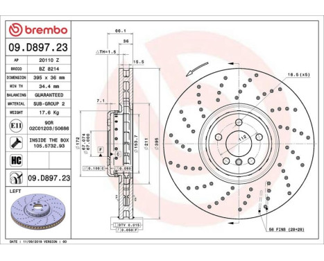 Bromsskiva TWO-PIECE DISCS LINE 09.D897.23 Brembo, bild 2