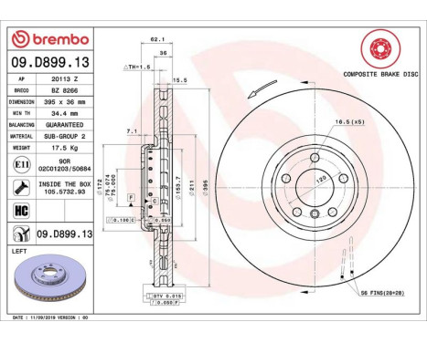 Bromsskiva TWO-PIECE DISCS LINE 09.D899.13 Brembo, bild 2