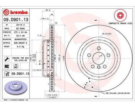 Bromsskiva TWO-PIECE DISCS LINE 09.D901.13 Brembo