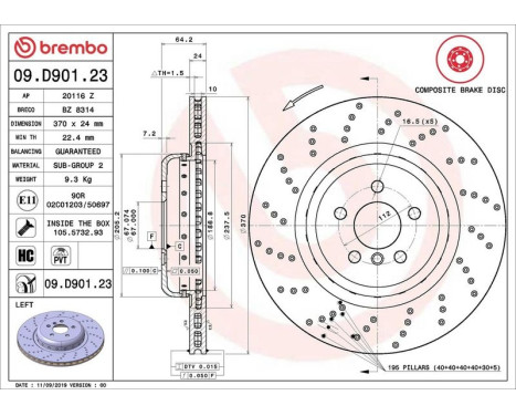 Bromsskiva TWO-PIECE DISCS LINE 09.D901.23 Brembo, bild 2