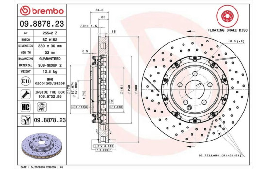 Bromsskiva TWO-PIECE FLOATING DISCS LINE 09.8878.23 Brembo, bild 2