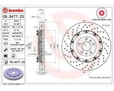 Bromsskiva TWO-PIECE FLOATING DISCS LINE 09.9477.23 Brembo, bild 3