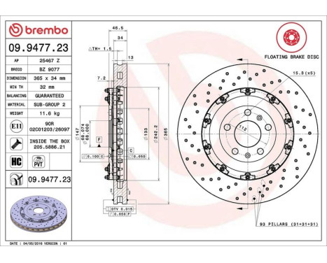 Bromsskiva TWO-PIECE FLOATING DISCS LINE 09.9477.23 Brembo, bild 4