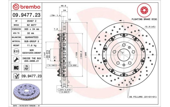 Bromsskiva TWO-PIECE FLOATING DISCS LINE 09.9477.23 Brembo, bild 3