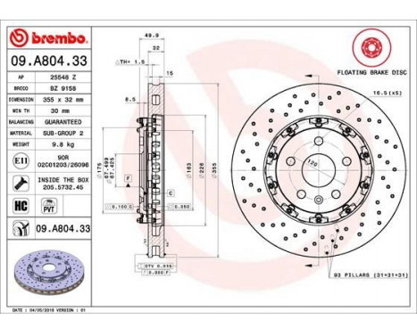 Bromsskiva TWO-PIECE FLOATING DISCS LINE 09.A804.33 Brembo, bild 4