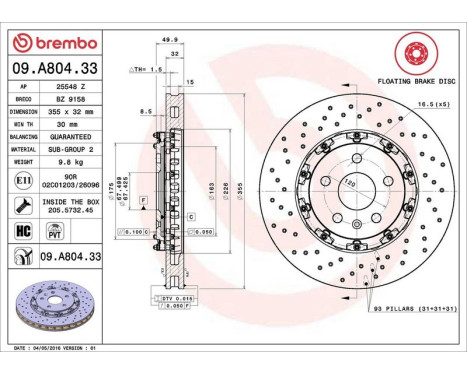 Bromsskiva TWO-PIECE FLOATING DISCS LINE 09.A804.33 Brembo, bild 5
