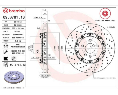 Bromsskiva TWO-PIECE FLOATING DISCS LINE 09.B781.13 Brembo, bild 3