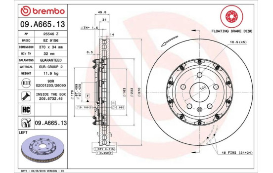 Bromsskiva TWO-PIECE FLOATING DISCS LINE 09A66513 Brembo