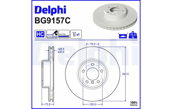 DISQUE DE FREIN PEINT UNITAIRE BG9157C Delphi