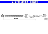 Dragkabel, parkeringsbroms 24.3727-0690.2 ATE