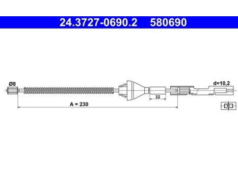 Dragkabel, parkeringsbroms 24.3727-0690.2 ATE
