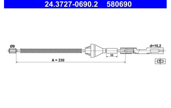 Dragkabel, parkeringsbroms 24.3727-0690.2 ATE