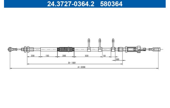 Dragvajer, parkeringsbroms 24.3727-0364.2 ATE