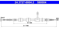 Vajer, parkeringsbroms 24.3727-0004.2 ATE