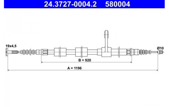 Vajer, parkeringsbroms 24.3727-0004.2 ATE