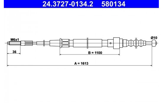 Vajer, parkeringsbroms 24.3727-0134.2 ATE