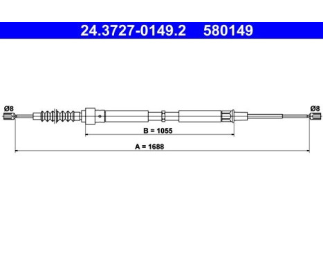 Vajer, parkeringsbroms 24.3727-0149.2 ATE