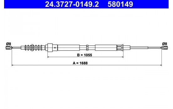 Vajer, parkeringsbroms 24.3727-0149.2 ATE