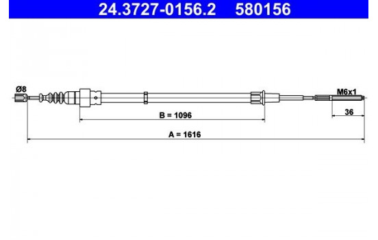 Vajer, parkeringsbroms 24.3727-0156.2 ATE